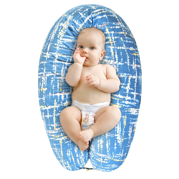 Подушка для беременных и кормления 30х190 см PAPAELLA гипоаллергенная, наволочка из хлопка на молнии акварель денім, фото 10