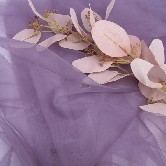 Тканина фатін євро 300 см 15 г/м2 фатин легка декоративна для суконь, костюмів, декору V-H82 лілово/сірий, фото 3