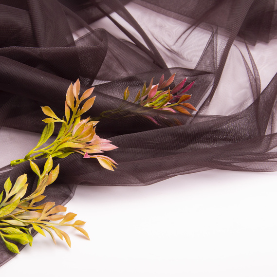 Ткань фатин евро 300 см 15 гр/м2 легкая декоративная для платьев, костюмов, декора  №72/F т/шоколад, фото 3