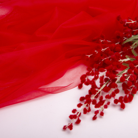 Ткань фатин евро 300 см 15 гр/м2 легкая декоративная для платьев, костюмов, декора  V-H53 червоний, фото 3