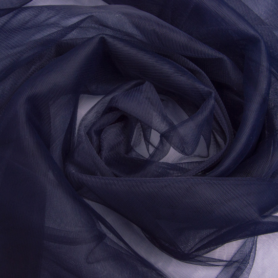 Тканина фатін євро 300 см 15 г/м2 фатин легка декоративна для суконь, костюмів, декору V-H51 т/синій, фото 1