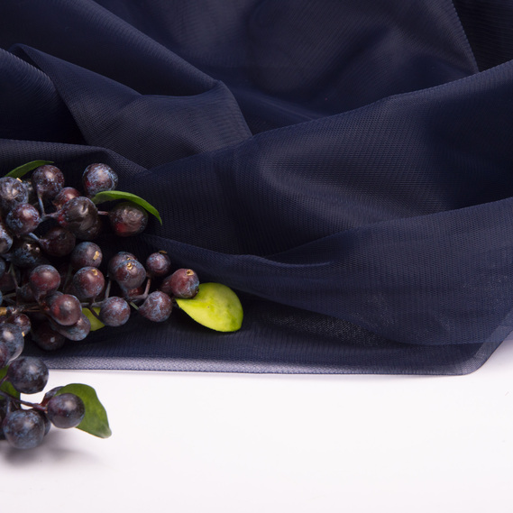 Тканина фатін євро 300 см 15 г/м2 фатин легка декоративна для суконь, костюмів, декору V-H51 т/синій, фото 3