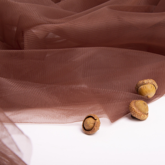 Тканина фатін євро 300 см 15 г/м2 фатин легка декоративна для суконь, костюмів, декору V-H50 коричневий, фото 3