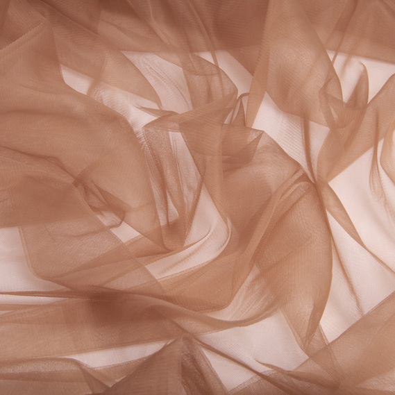 Тканина фатін євро 300 см 15 г/м2 фатин легка декоративна для суконь, костюмів, декору V-H49 мокко, фото 2
