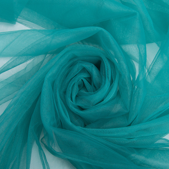 Тканина фатін євро 300 см 15 г/м2 фатин легка декоративна для суконь, костюмів, декору V-H35 темна бірюза, фото 1 Тканина фатін євро 300 см 15 г/м2 фатин легка декоративна для суконь, костюмів, декору V-H35 темна бірюза, фото 1