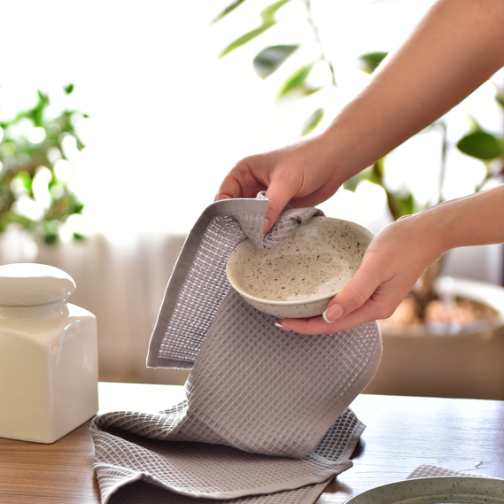 Полотенце салфетка вафельное хлопок 40х60 см сірий, фото 3