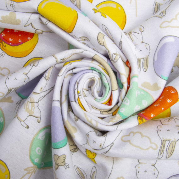 Children`s flannel fabric, Multi-colored bunny, фото 3