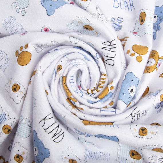 Тканина дитяча фланель Ведмедик блакитний, фото 1