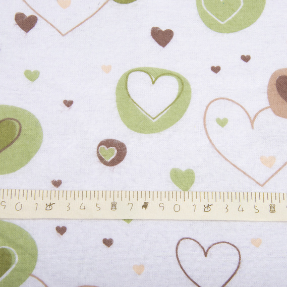 Ткань детская фланель Сердечки олива, фото 3