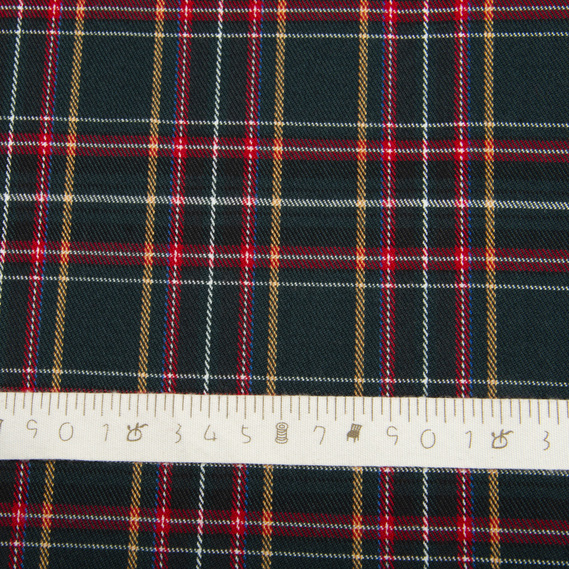 Ткань костюмная Клетка т/зелена/малина, фото 4