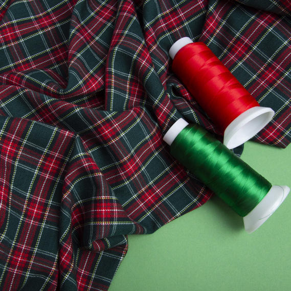 Тканина костюмна Шотландка зелено червона дрібна, фото 3 Тканина костюмна Шотландка зелено червона дрібна, фото 3