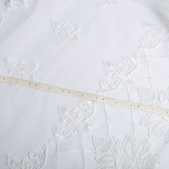 Tulle fabric with embroidery V-061 молоко, фото 4 Tulle fabric with embroidery V-061 молоко, фото 4