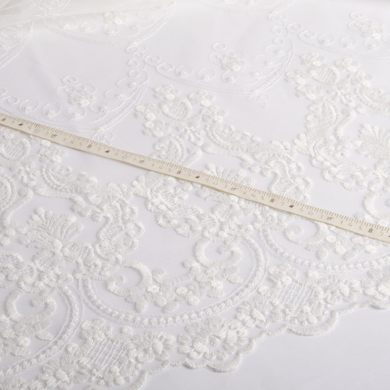 Тканина тюль сітка з вишивкою V-001 ecru, фото 5 Тканина тюль сітка з вишивкою V-001 ecru, фото 5