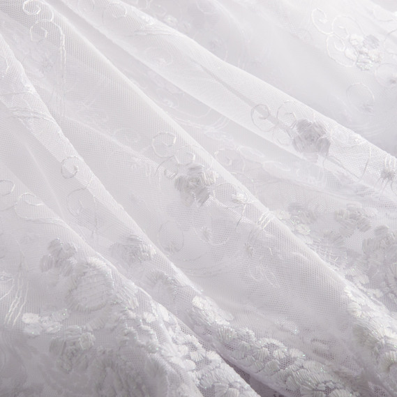 Ткань тюль сетка с вышивкой V-016 beyaz , фото 3 Ткань тюль сетка с вышивкой V-016 beyaz , фото 3