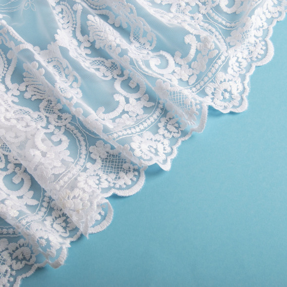 Ткань тюль сетка с вышивкой V-016 beyaz , фото 4 Ткань тюль сетка с вышивкой V-016 beyaz , фото 4