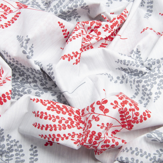 Тканина бязь ранфорс для постільної білизни, бавовна, 130 гр/м2, 240 см папороть червона, фото 2 Тканина бязь ранфорс для постільної білизни, бавовна, 130 гр/м2, 240 см папороть червона, фото 2