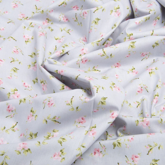 Тканина бязь ранфорс для постільної білизни, бавовна, 130 гр/м2, 240 см квітка сіра, фото 2 Тканина бязь ранфорс для постільної білизни, бавовна, 130 гр/м2, 240 см квітка сіра, фото 2