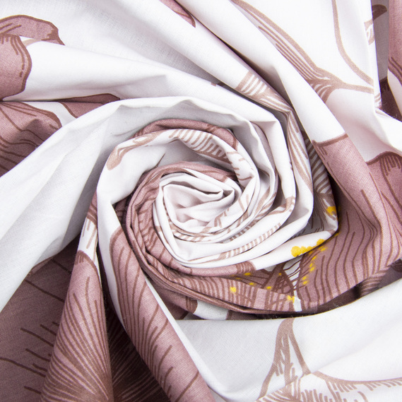 Тканина бязь ранфорс для постільної білизни, бавовна, 130 гр/м2, 240 см квіти беж, фото 1