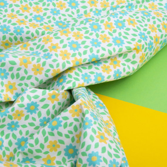 Ткань бязь ранфорс для постельного белья, хлопок, 130 гр/м2, 240 см квітка жовта, фото 3