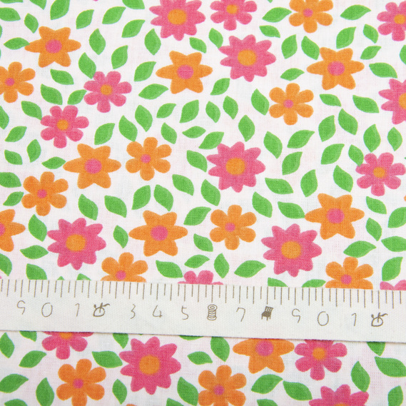 Тканина бязь ранфорс для постільної білизни, бавовна, 130 гр/м2, 240 см квітка помаранч, фото 4