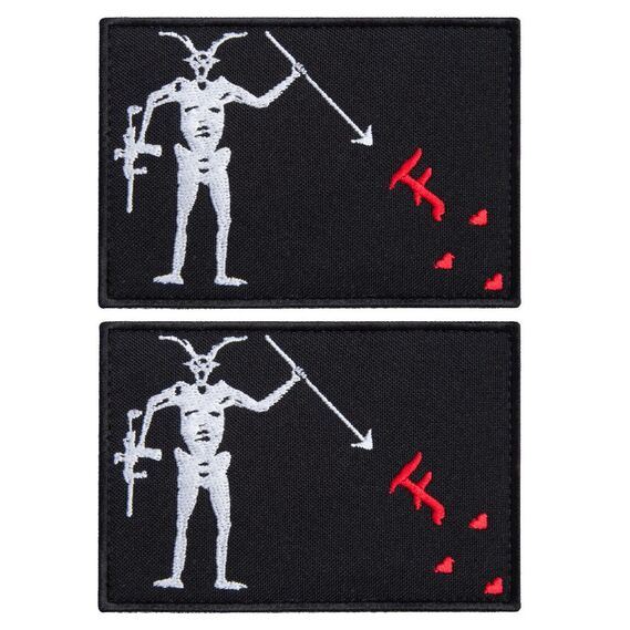 Set of 2 patches with velcro, pirate Blackbeard, embroidered patch 10х7 cm, фото 1