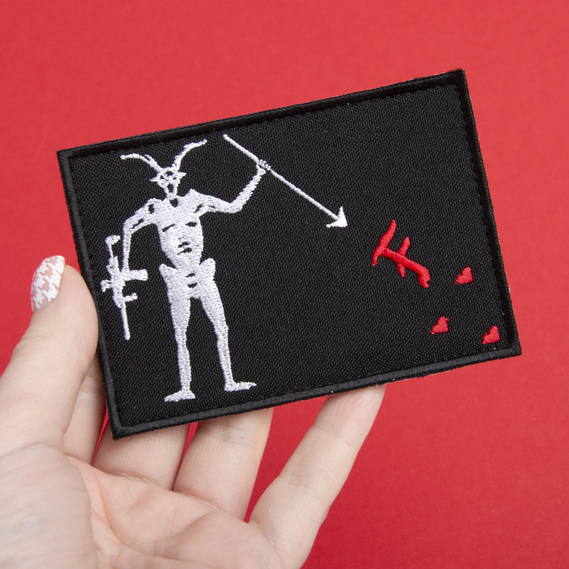 Set of 2 patches with velcro, pirate Blackbeard, embroidered patch 10х7 cm, фото 4