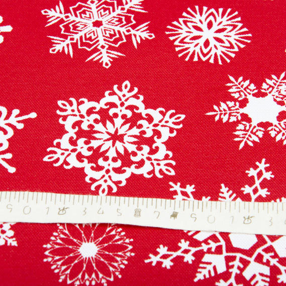 Ткань декоративная скатерная хлопок с водоотталкивающей пропиткой, 180 см, 220 гр/м2, для скатертей, штор, декора сніжинки червона, фото 5
