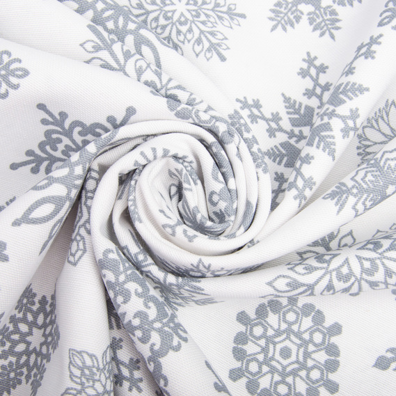 Тканина декоративна скатерна бавовна з водовідштовхувальним просоченням, 180 см, 220 гр/м2, для скатертин, штор, декору сніжинки біла, фото 1 Тканина декоративна скатерна бавовна з водовідштовхувальним просоченням, 180 см, 220 гр/м2, для скатертин, штор, декору сніжинки біла, фото 1