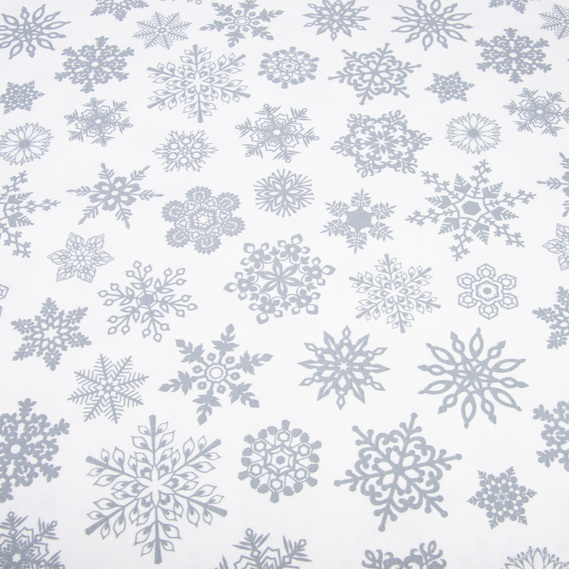 Тканина декоративна скатерна бавовна з водовідштовхувальним просоченням, 180 см, 220 гр/м2, для скатертин, штор, декору сніжинки біла, фото 2 Тканина декоративна скатерна бавовна з водовідштовхувальним просоченням, 180 см, 220 гр/м2, для скатертин, штор, декору сніжинки біла, фото 2