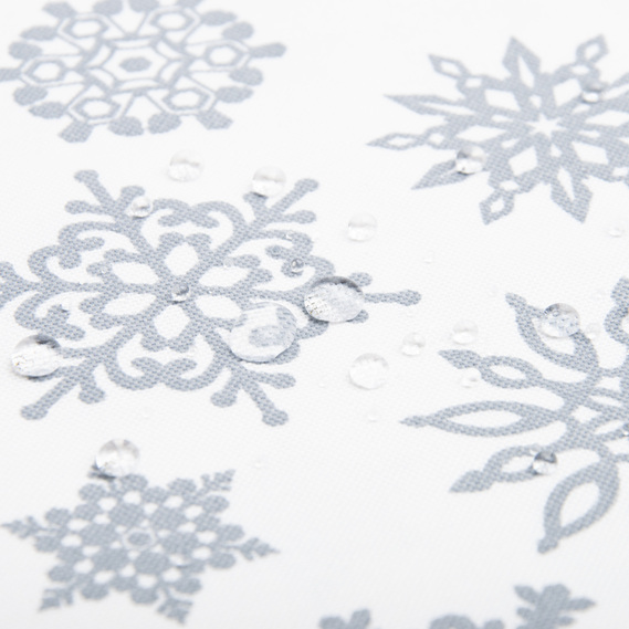 Тканина декоративна скатерна бавовна з водовідштовхувальним просоченням, 180 см, 220 гр/м2, для скатертин, штор, декору сніжинки біла, фото 4 Тканина декоративна скатерна бавовна з водовідштовхувальним просоченням, 180 см, 220 гр/м2, для скатертин, штор, декору сніжинки біла, фото 4