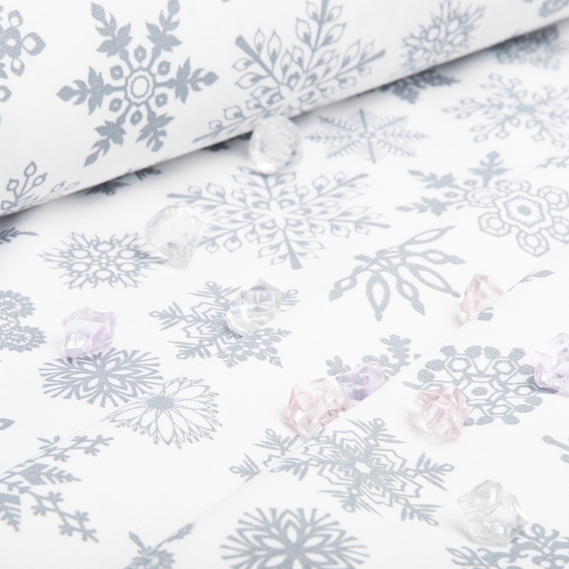 Тканина декоративна скатерна бавовна з водовідштовхувальним просоченням, 180 см, 220 гр/м2, для скатертин, штор, декору сніжинки біла, фото 5 Тканина декоративна скатерна бавовна з водовідштовхувальним просоченням, 180 см, 220 гр/м2, для скатертин, штор, декору сніжинки біла, фото 5