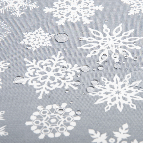 Ткань декоративная скатерная хлопок с водоотталкивающей пропиткой, 180 см, 220 гр/м2, для скатертей, штор, декора сніжинки сіра, фото 4