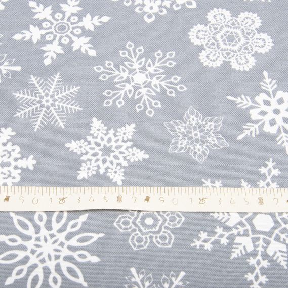 Ткань декоративная скатерная хлопок с водоотталкивающей пропиткой, 180 см, 220 гр/м2, для скатертей, штор, декора сніжинки сіра, фото 6