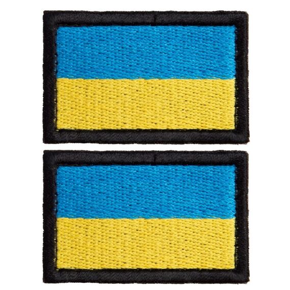 Набір шевронів 2 шт з липучкою Прапор України, вишитий патч 3,5х5,3 см, фото 1