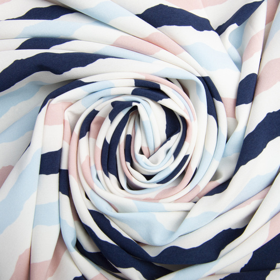 Тканина платтяна супер софт хвилясті смуги блак/пудра, Смуга, фото 1 Тканина платтяна супер софт хвилясті смуги блак/пудра, Смуга, фото 1