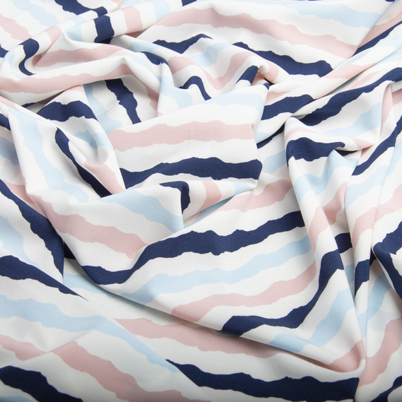 Тканина платтяна супер софт хвилясті смуги блак/пудра, Смуга, фото 2 Тканина платтяна супер софт хвилясті смуги блак/пудра, Смуга, фото 2