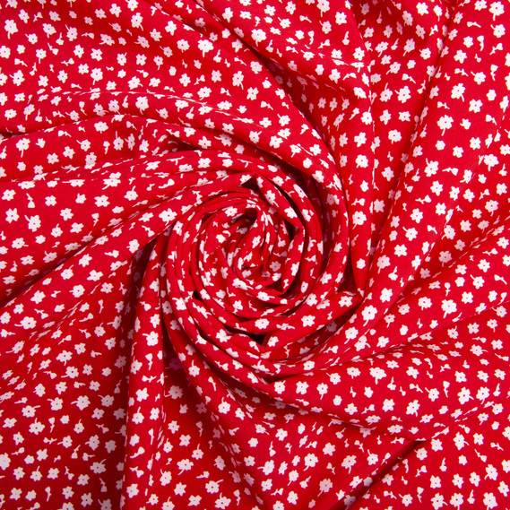 Тканина плательна Super Soft дрібноцвіт червоний, фото 1