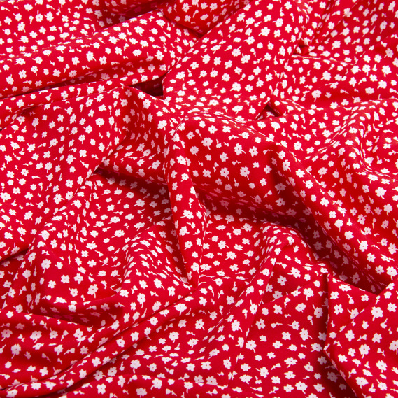 Тканина плательна Super Soft дрібноцвіт червоний, фото 2
