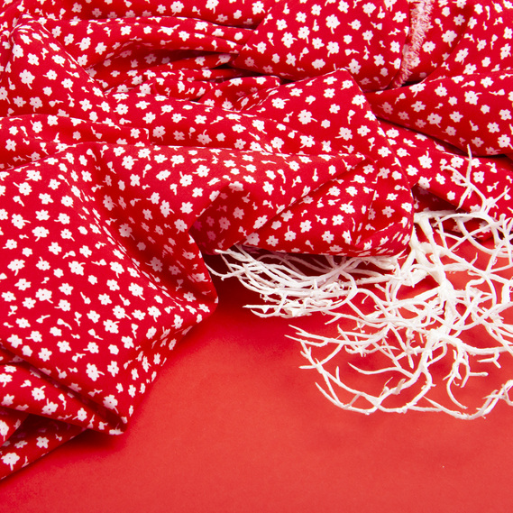 Тканина плательна Super Soft дрібноцвіт червоний, фото 3