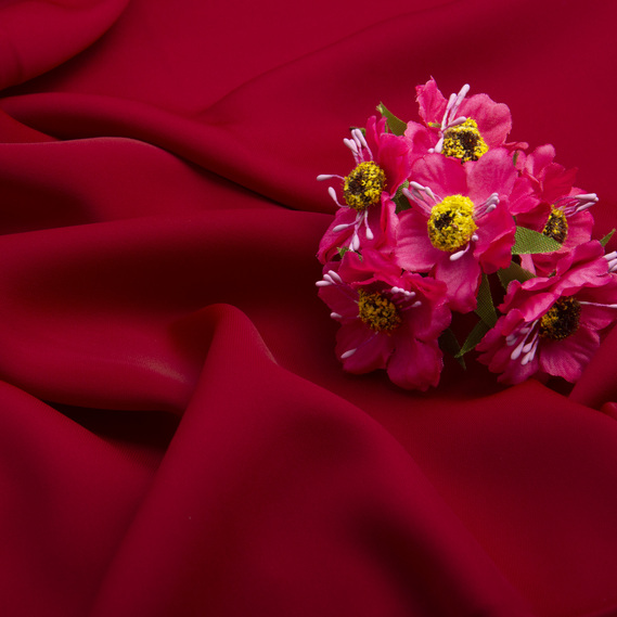 Тканина плательна Wave crep,150 см, для одягу, суконь, костюмів, спідниць гранат, фото 3