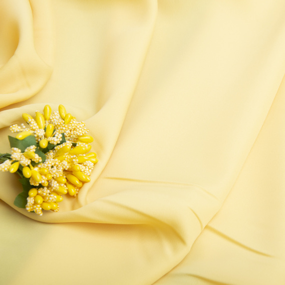 Ткань плательная Wave crep, 150 см, для одежды, платьев, костюмов, юбок лимон, фото 3