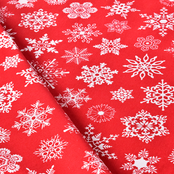 Скатерть Новогодняя 170х260 см с водоотталкивающей пропиткой праздничная хлопок сніжинка на червоному, фото 7