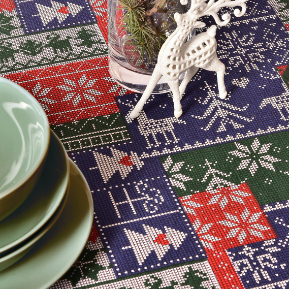 Скатерть Новогодняя 170х260 см с водоотталкивающей пропиткой праздничная хлопок орнамент, фото 10 Скатерть Новогодняя 170х260 см с водоотталкивающей пропиткой праздничная хлопок орнамент, фото 10