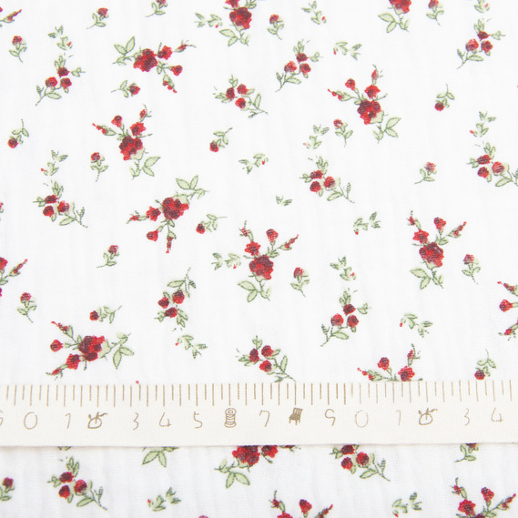 Ткань хлопок плательная Муслин двухслойный 140 см, 120 гр/м2 для платьев, блузок, юбок, халатов, костюмов трояндочка дрібна, фото 4