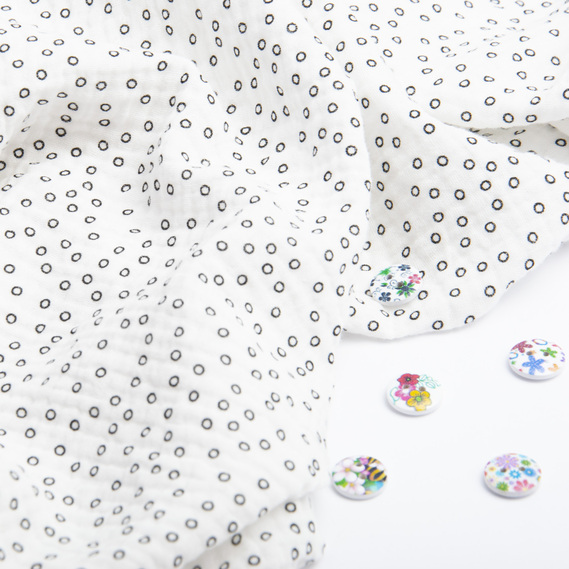 Тканина бавовняна платтяна Муслін двошарова 140 см, 120 г/м2 для суконь, блузок, спідниць, халатів, костюмів кружальця, фото 3