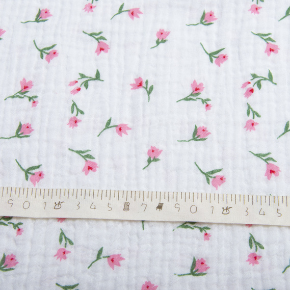 Two-Layer Cotton Muslin Fabric for Summer Clothing and Home Textiles двошарова тюльпан білий, фото 4