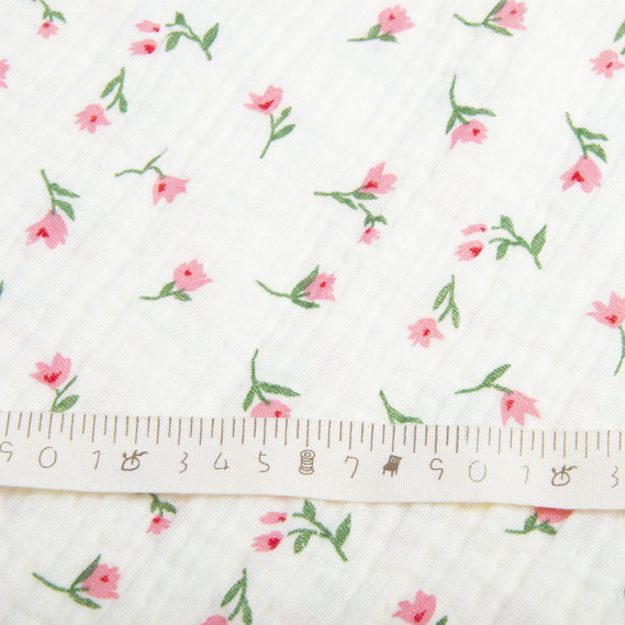 Two-Layer Cotton Muslin Fabric for Summer Clothing and Home Textiles двошарова тюльпан молоко, фото 4