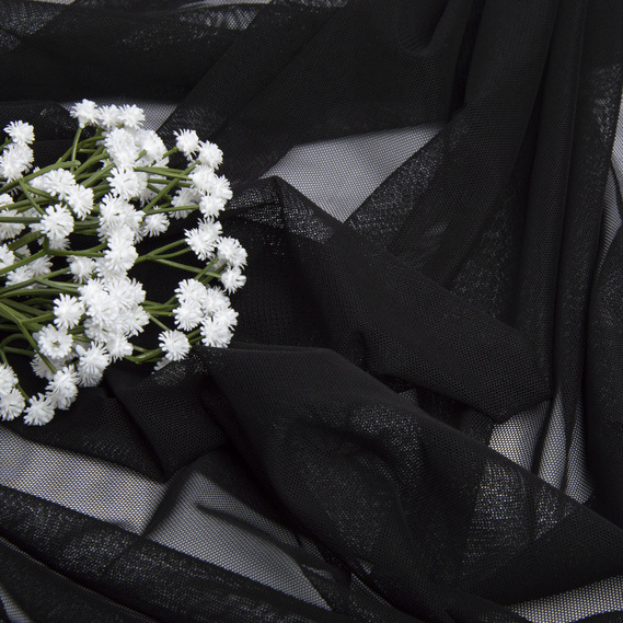 Тканина сітка стрейч чорна, фото 3