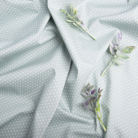 The fabric is stretch poplin with a small/medium-sized polka dot pattern V-1/3 дріб. т/ментол, фото 3