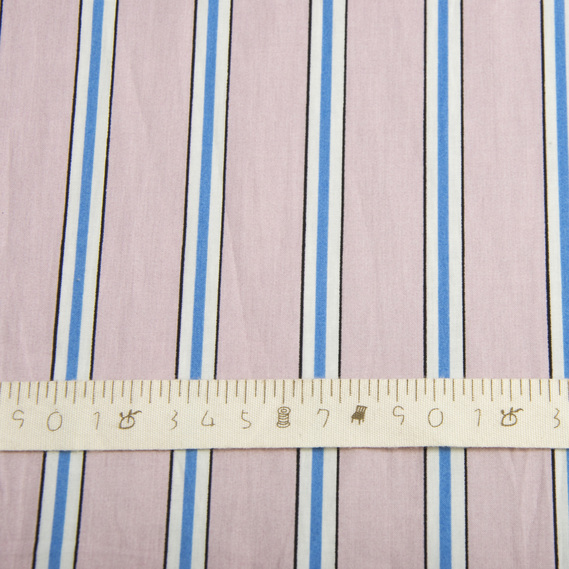 Ткань поплин стрейч Полоска пудра/т.блак, Смуга, фото 3